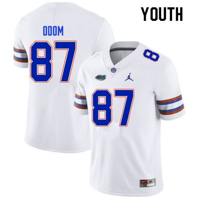 Youth Florida Gators #87 Jonathan Odom NCAA Nike White Authentic Stitched College Football Jersey KPR0362NR